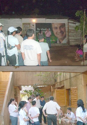 Alsina en la chacra 158 (arriba), luego con vecinos de la chacra 149 de Villa Cabello.