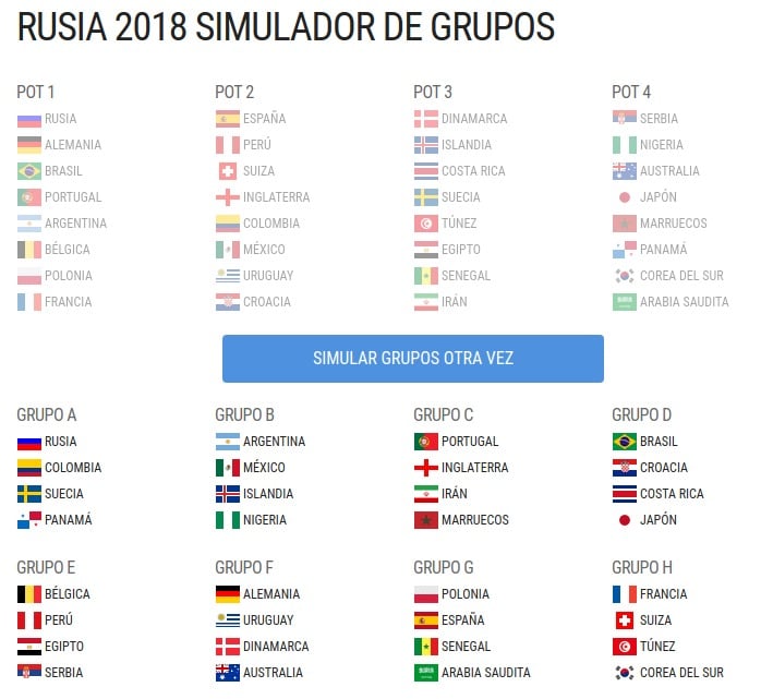 adoptar Enmarañarse moco Probá el simulador que armó la FIFA para el sorteo del Mundial Rusia 2018 -  MisionesOnline