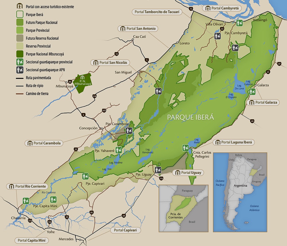 Con el Parque Nacional Iberá, el humedal más grande del país, Misiones se destaca en el centro de un corredor natural único en el mundo