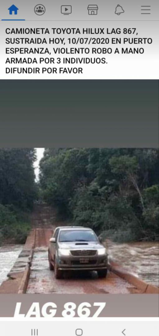Violento robo a mano armada de una Toyota Hilux en Puerto Esperanza 4 Robo de Toyota a mano armada