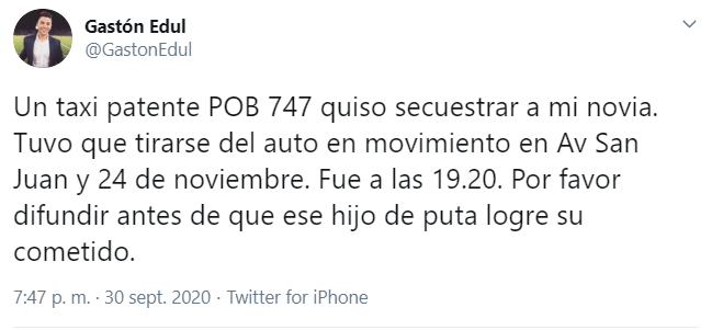 Una joven se arrojó de un taxi en movimiento por temor a ser secuestrada