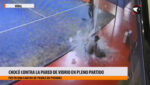 chocó contra la pared de vidrio