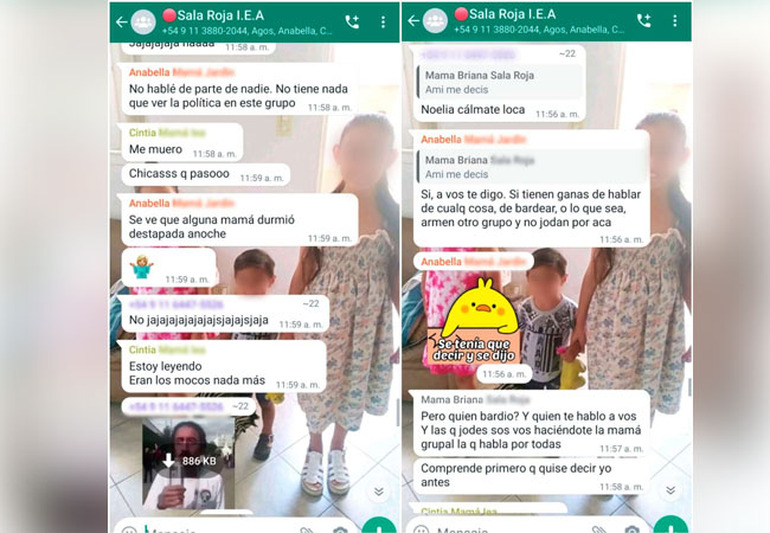 discusión en el chat de mamis