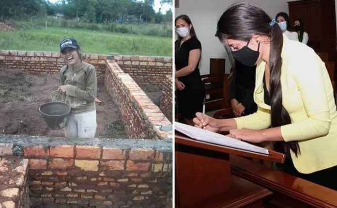 se recibió de abogada trabajando como ayudante de albañil