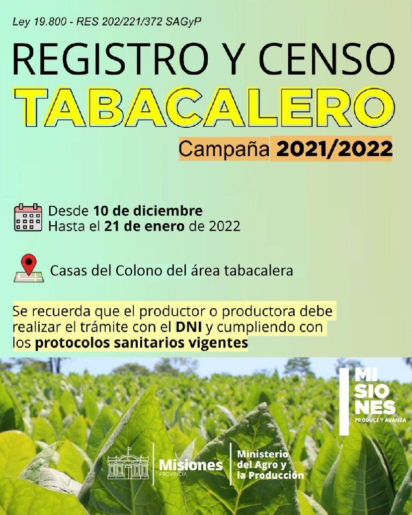 Registro y Censo Tabacalero en Misiones