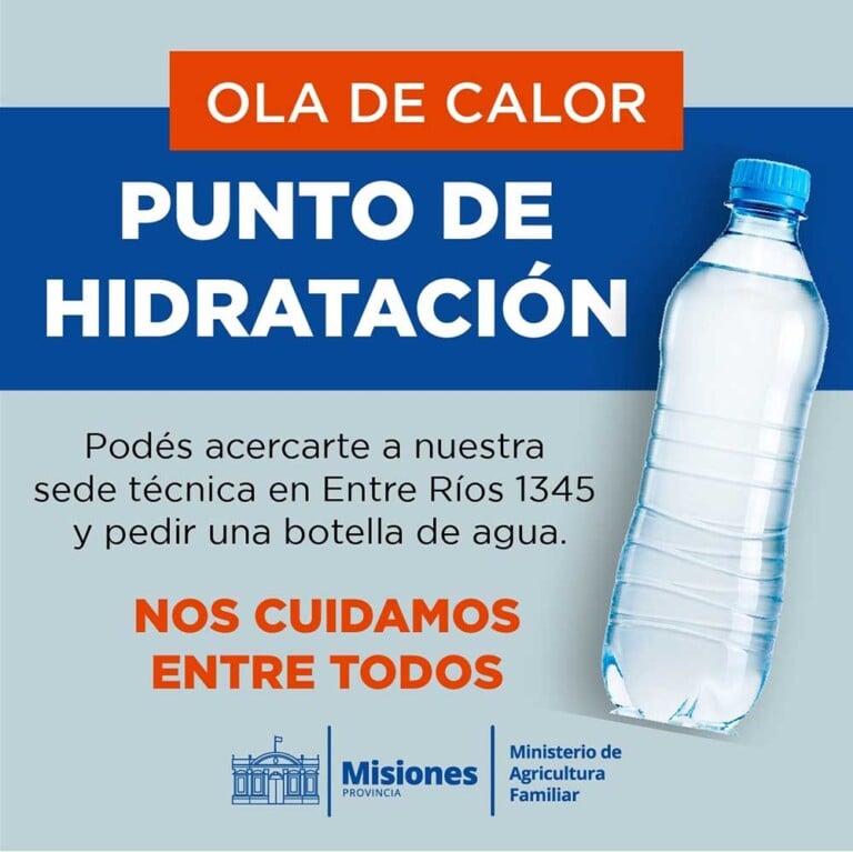 Ola de calor| Instalan un punto de hidratación en el centro de Posadas donde entregan botellas de agua