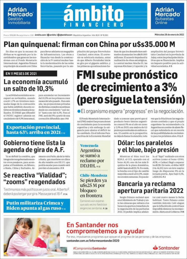 los diarios de hoy en Argentina
