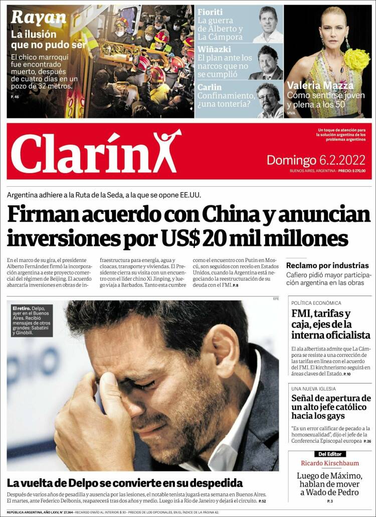 Las tapas de los diarios de hoy en Argentina | Domingo 6 de febrero de 2022