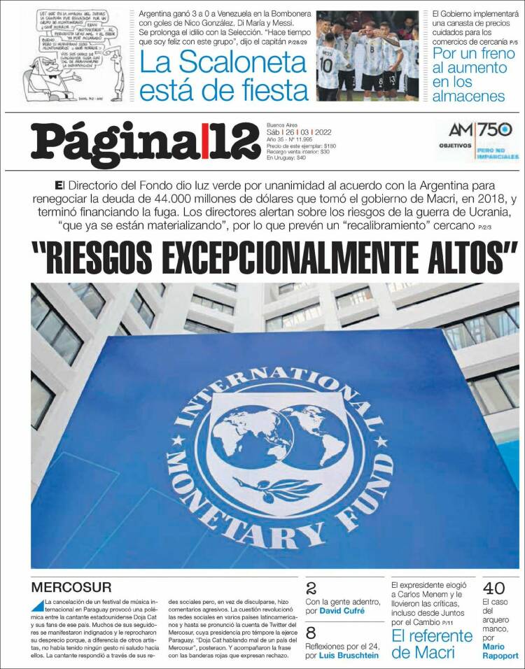 los diarios de hoy en Argentina