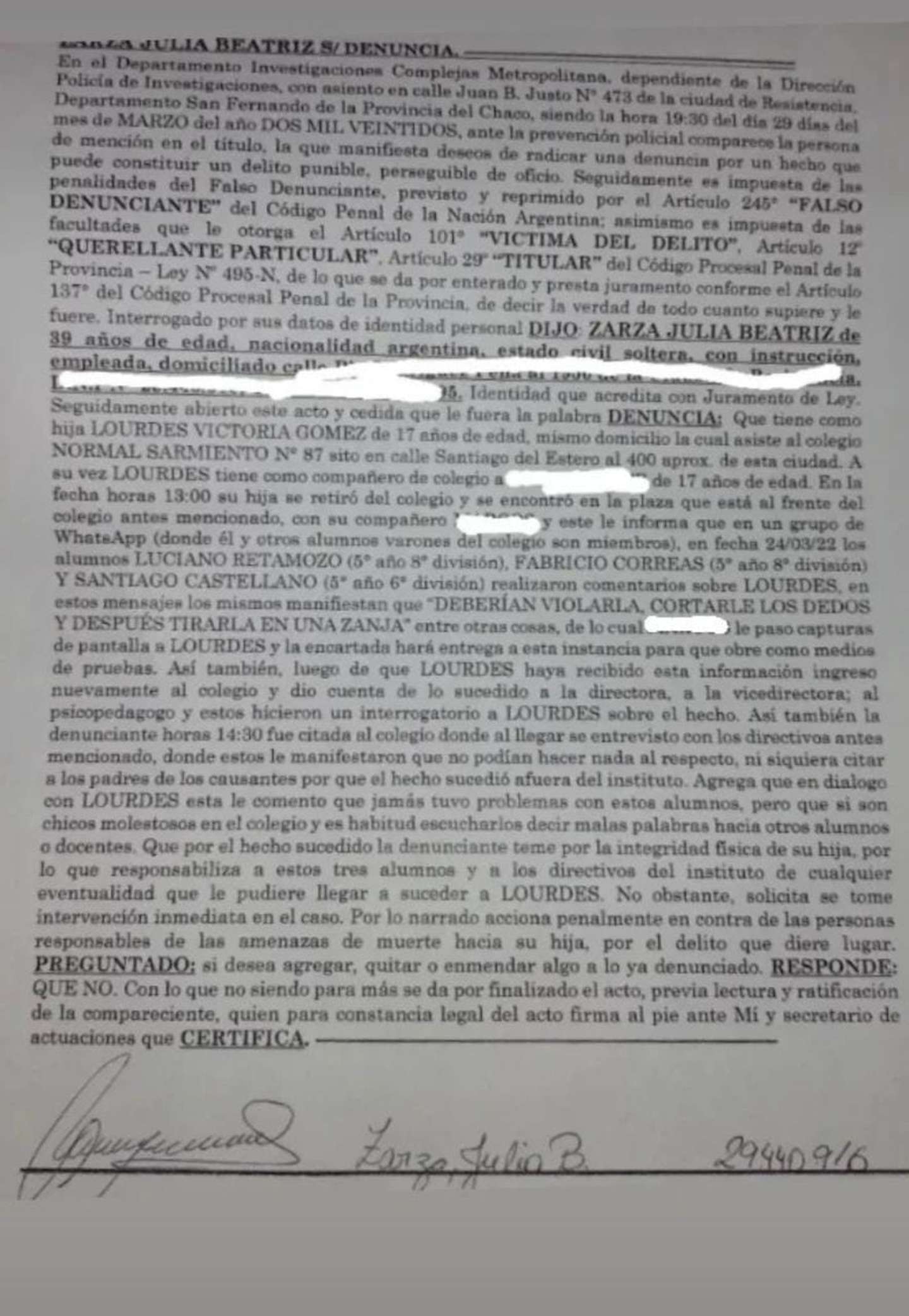 Alumnos de un colegio planeaban violar a una compañera