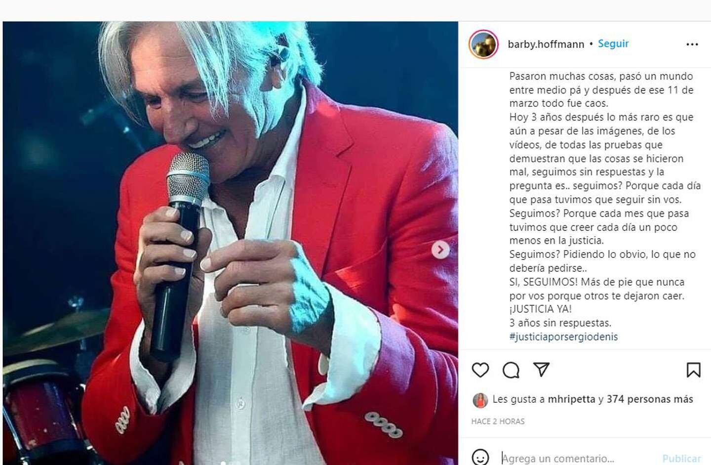 hija de Sergio Denis pidió justicia