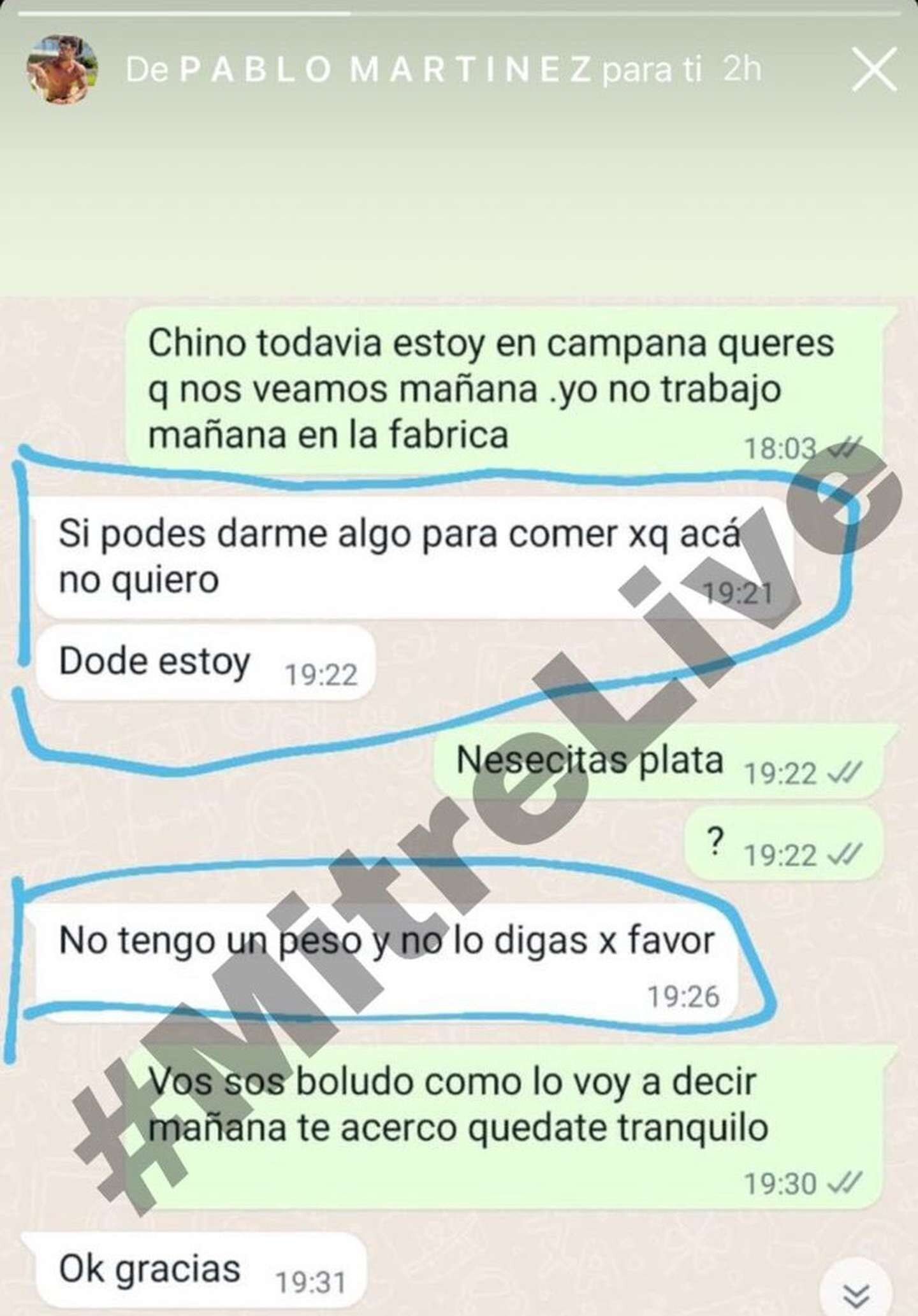 sobrino de Gustavo Martínez mostró chats con su tío