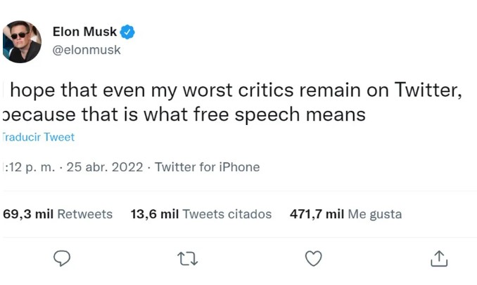  “Espero que hasta mis peores críticos permanezcan en Twitter”, dijo Elon Musk tras comprar la red social