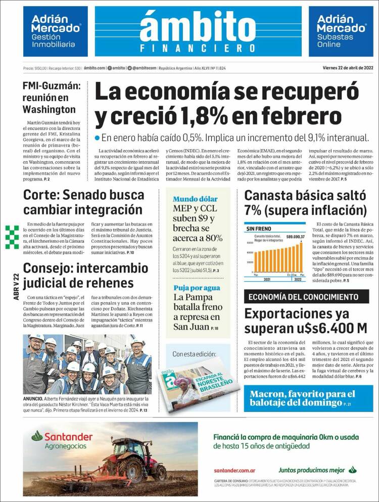 los diarios de hoy en Argentina