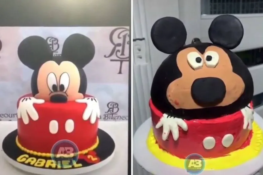 Encargó una torta inspirada en Mickey Mouse pero el resultado no fue el  esperado