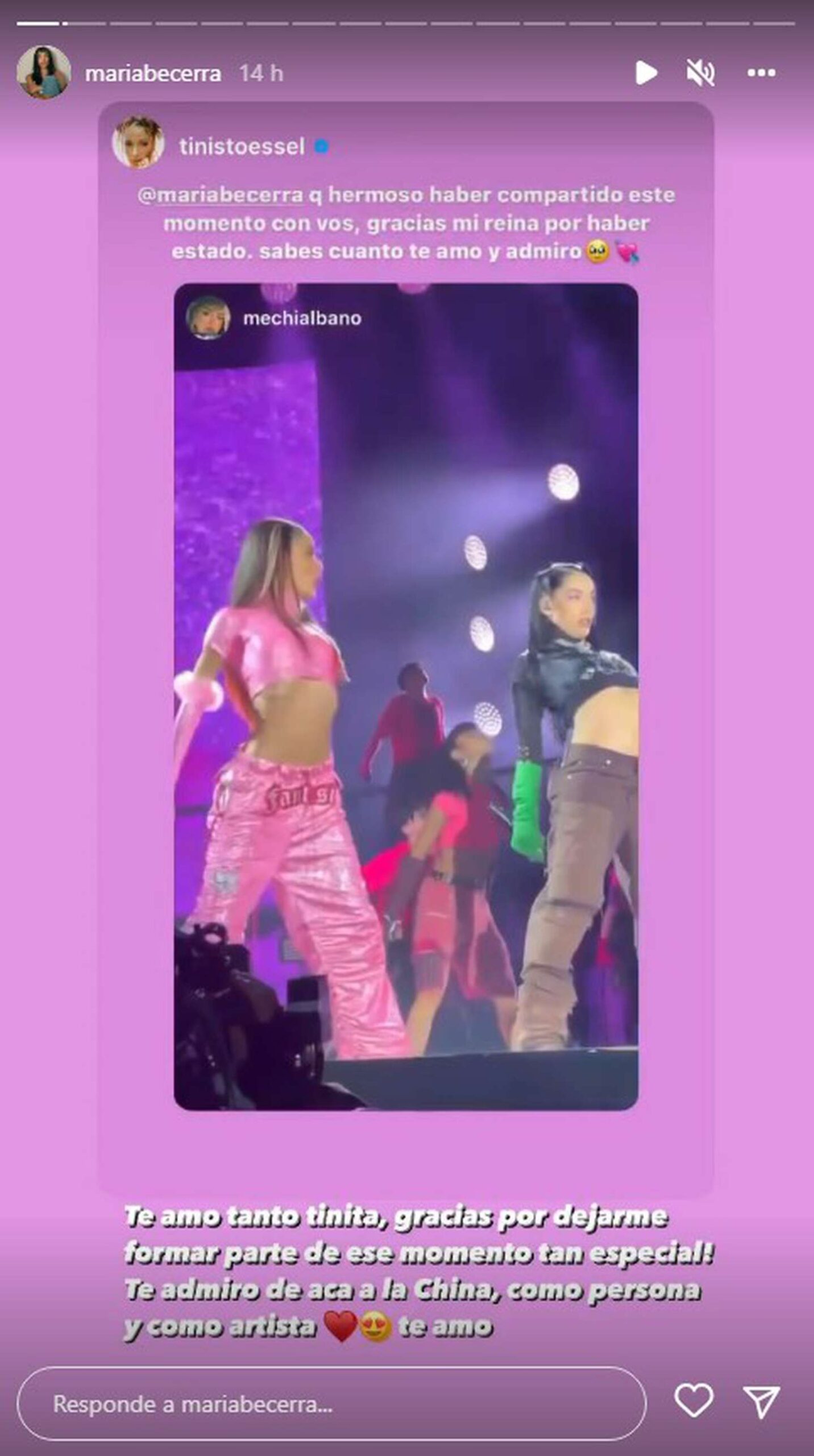 elogio de María Becerra a Tini 