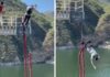 El video del accidente del bungee jumping: se le cortó la soga y está internado
