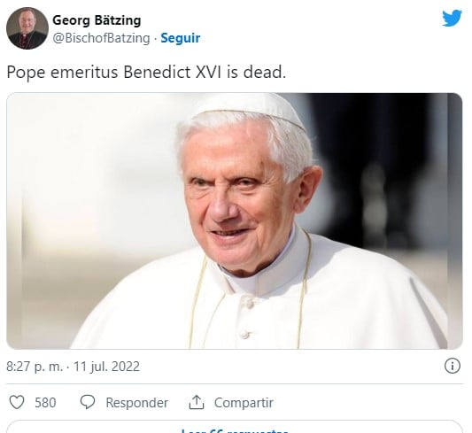 muerte del Papa Benedicto