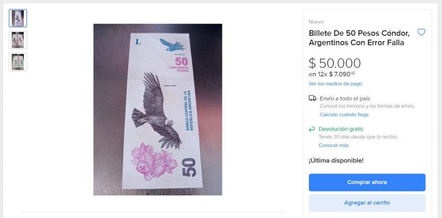 billetes de $10 que tiene un error de impresión