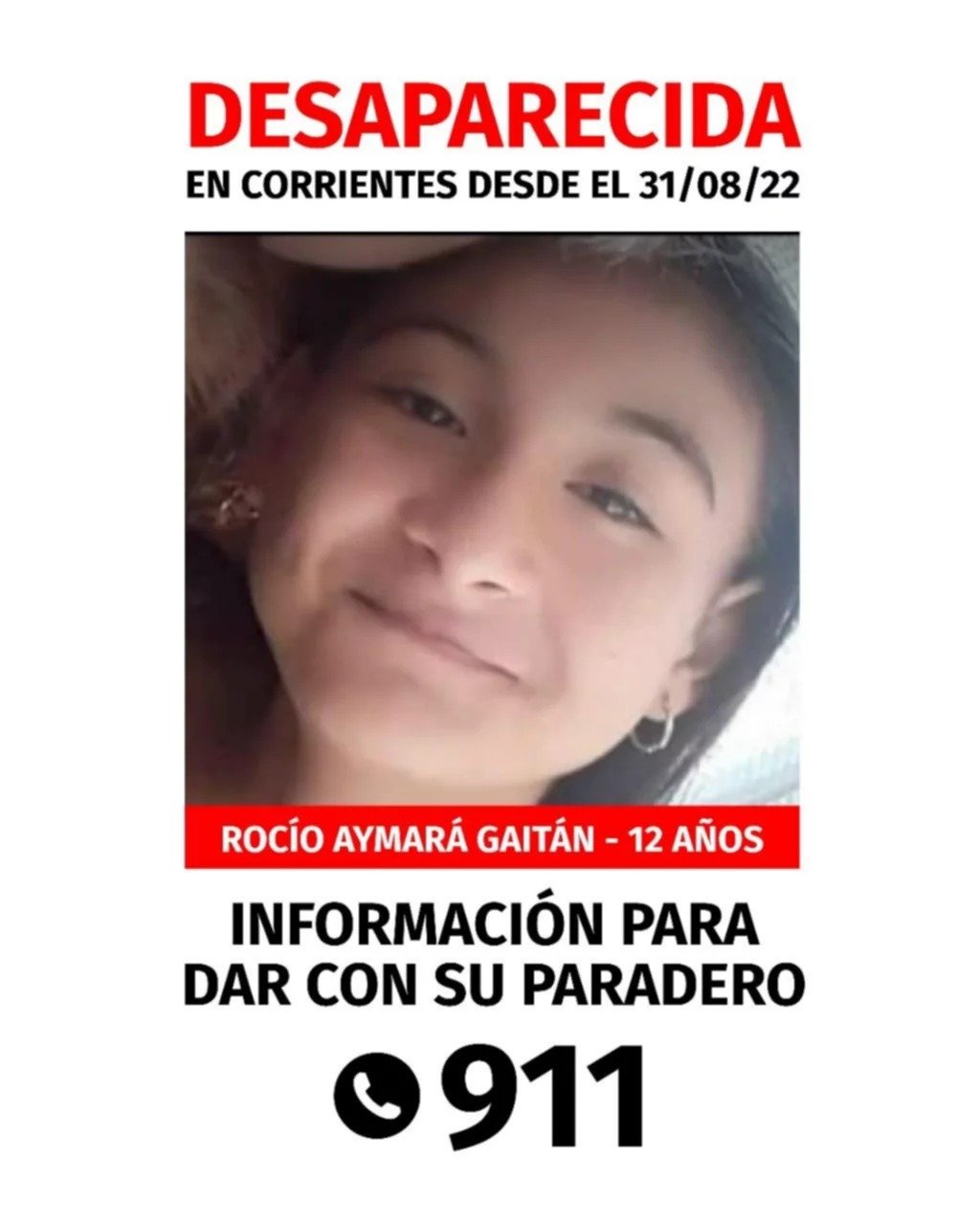 niña de 12 años desaparecida en Corrientes