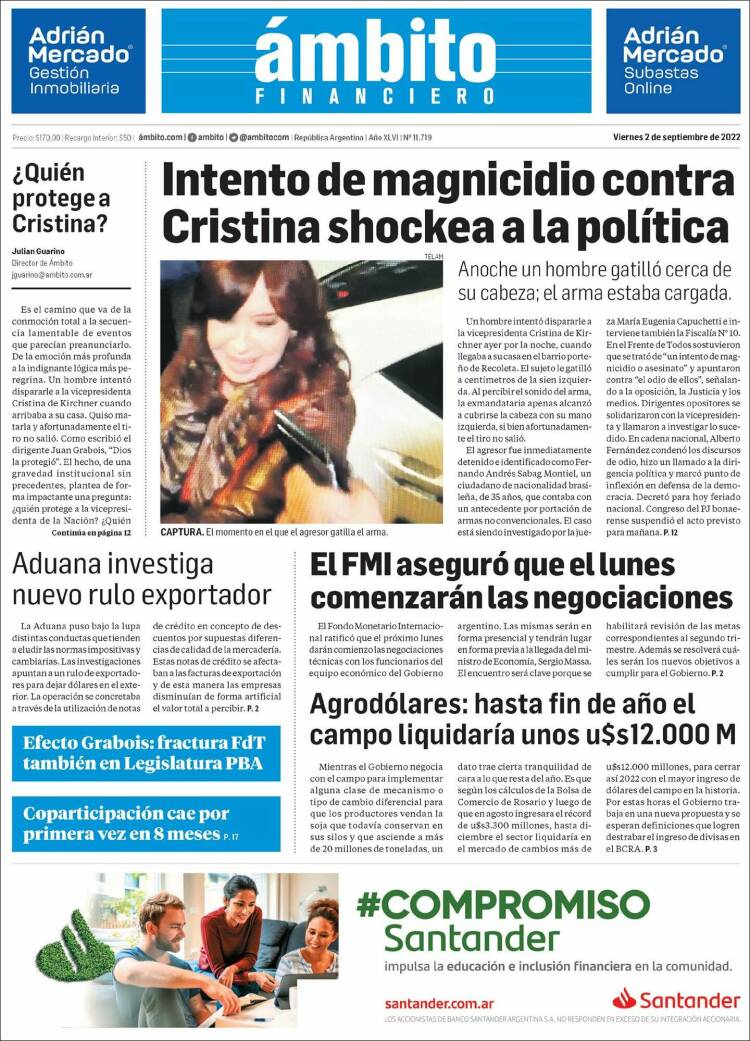 Las tapas de los diarios de hoy en Argentina | Viernes 2 de septiembre