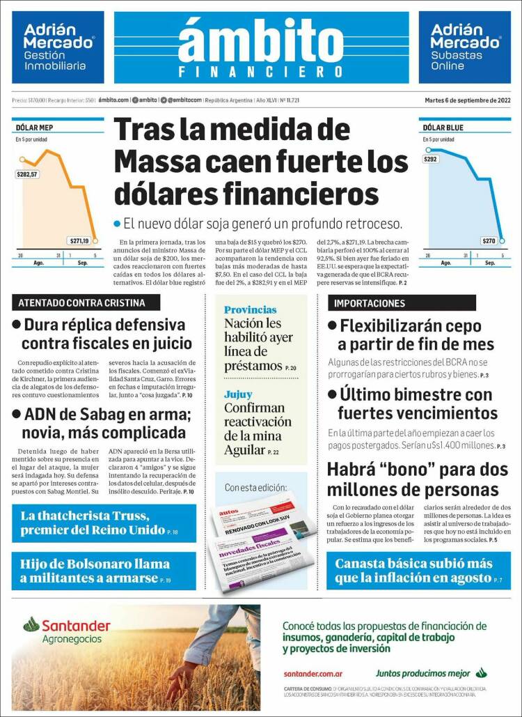 los diarios de hoy en Argentina