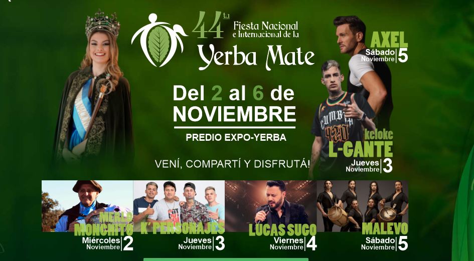 Apóstoles | Del 2 a 6 de noviembre se realizará la Fiesta de la Yerba Mate 2022