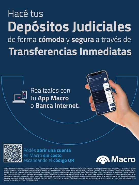 Banco Macro depósitos judiciales