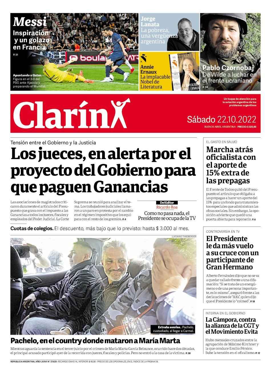 Las tapas de los diarios de hoy en Argentina | Sábado 22 de octubre