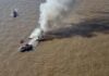 Se incendió un barco que navegaba por el Río de la Plata