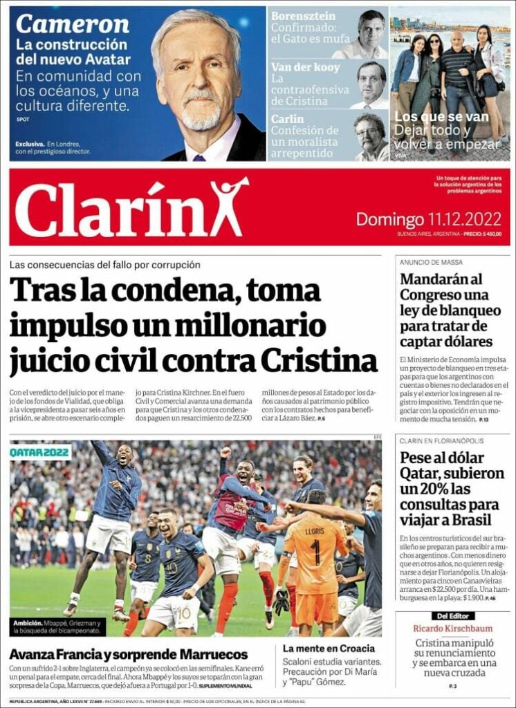 Las tapas de los diarios de hoy en Argentina | Domingo 11 de diciembre