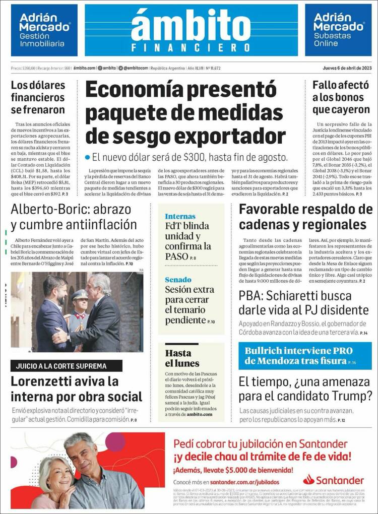 Las Tapas De Los Diarios De Hoy En Argentina Jueves 6 De Abril 4404