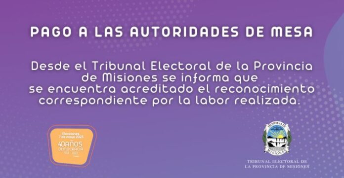 pago a las autoridades de mesa