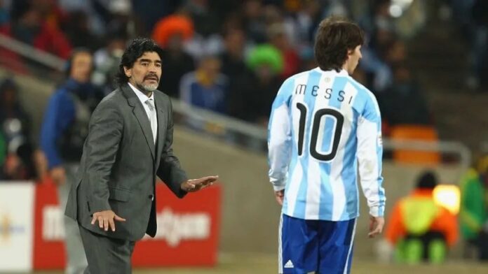 Lionel Messi y Diego Armando Maradona