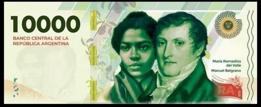 Manuel Belgrano y María Remedios del Valle serán los dos protagonistas del billete de $10.000.