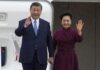Xi Jinping, presidente de China y Secretario General del Partido Comunista de China, arriba a Francia, 5 de mayo de 2024.