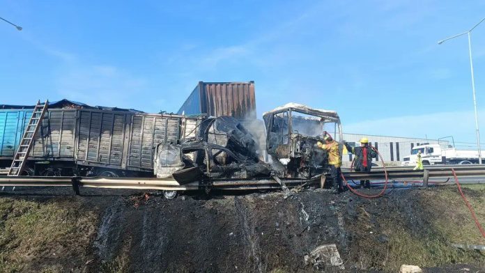 incendio camiones ruta 9