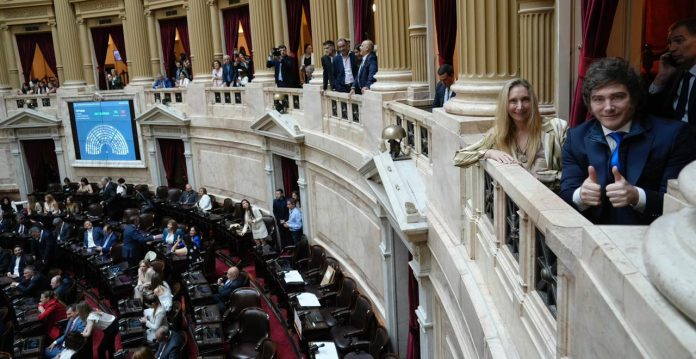Milei en la jura de los nuevos diputados en el Congreso (3)