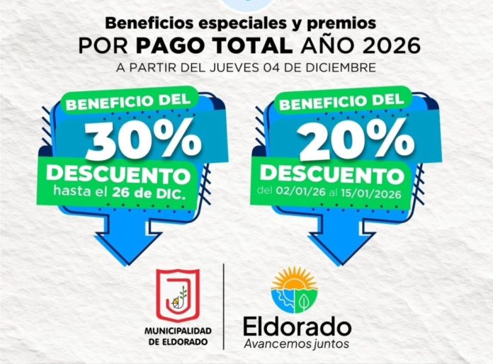Eldorado impulsa el Pago Anticipado de la Tasa Municipal 2026