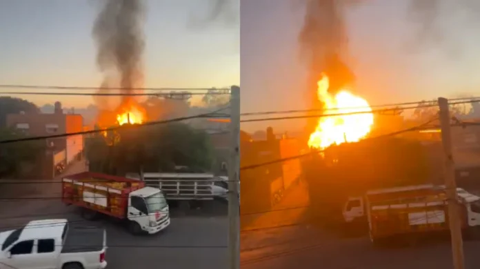 Fuego y explosiones en un depósito de garrafas