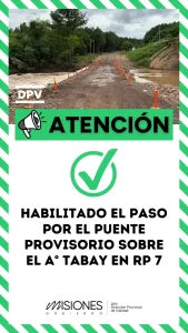 Habilitaron el tránsito para vehículos livianos sobre el puente del arroyo Tabay en la ruta provincial 7 imagen-6