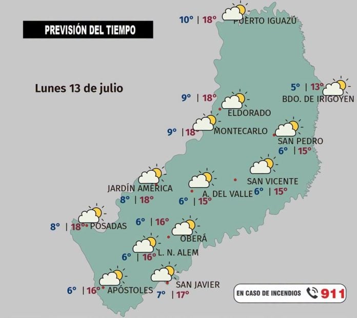 tiempo lunes 13 julio